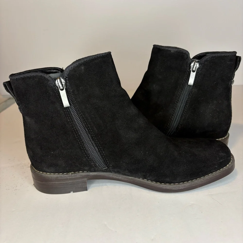 Franco Sarto Women’s Marcus Ankle Booties Black Suede Sz7 Classic Timeless Boots